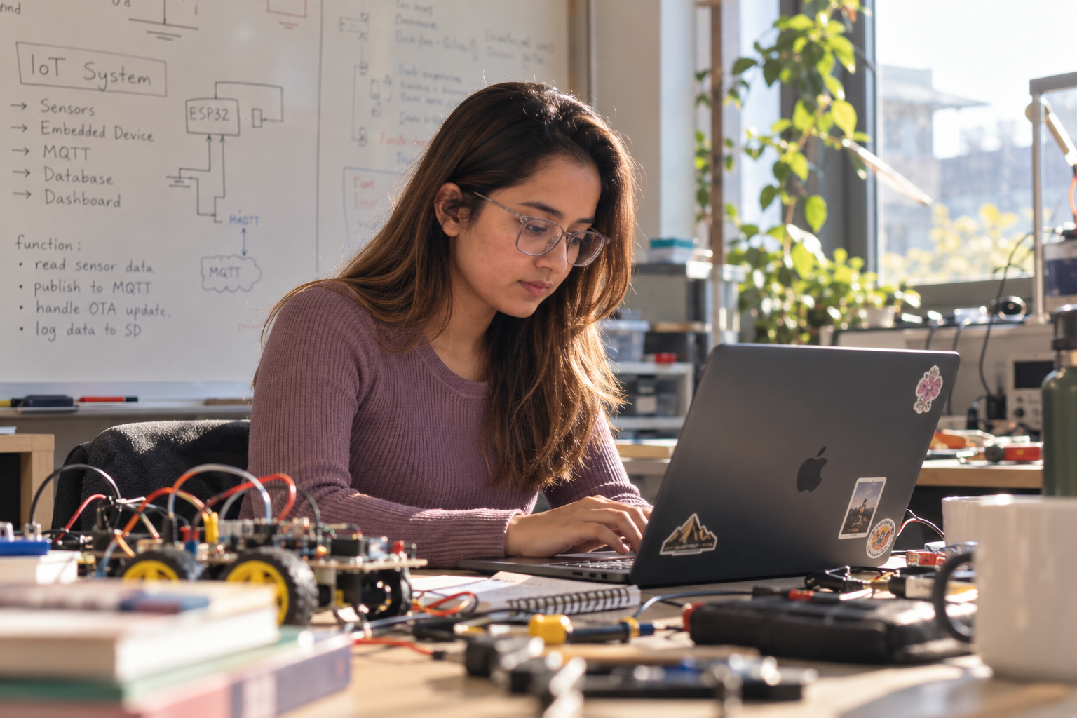 Saju Khakurel working on an engineering project